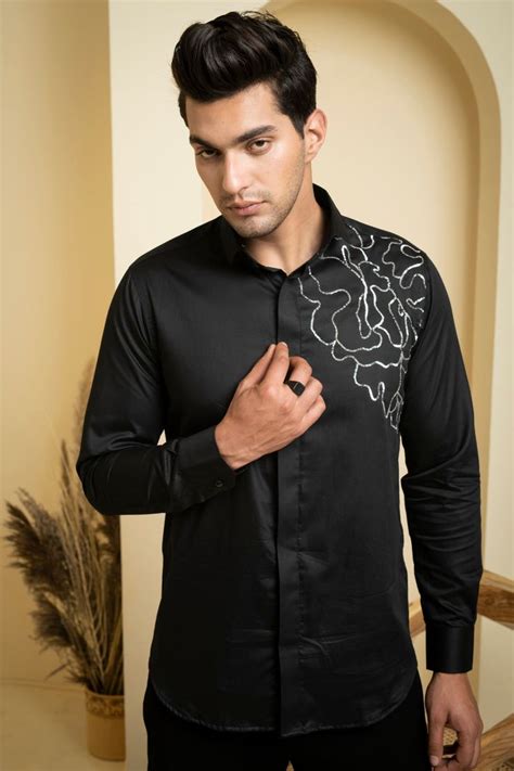 Men's Black Color Sterling Full Sleeves Shirt - Hilo Design in 2023 | Unique shirts design, Work ...