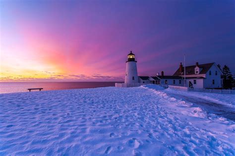 Download Horizon Snow Winter Man Made Lighthouse HD Wallpaper