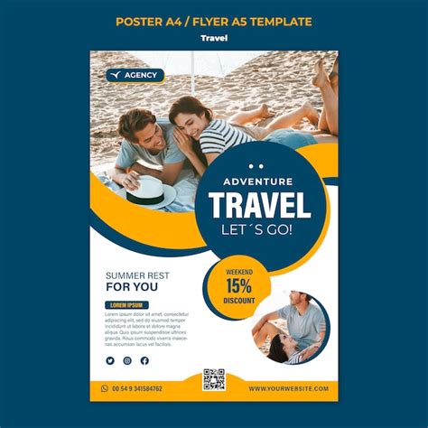 Free PSD | Flat design travel poster or flyer template