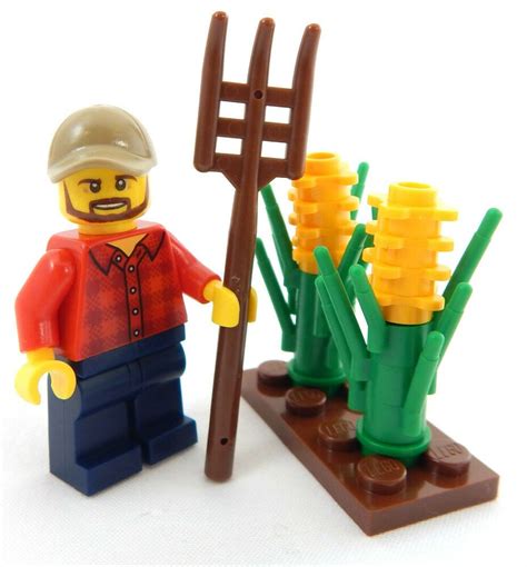 NEW LEGO FARMER w/CORN STALKS minifig lot farm figure city town ...