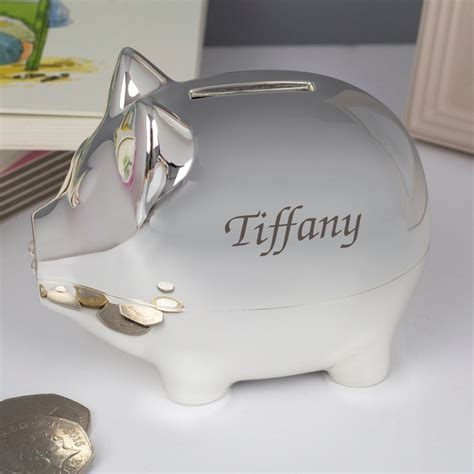 Personalised Silver Pig Piggy Money Box for Boys Christening - Etsy