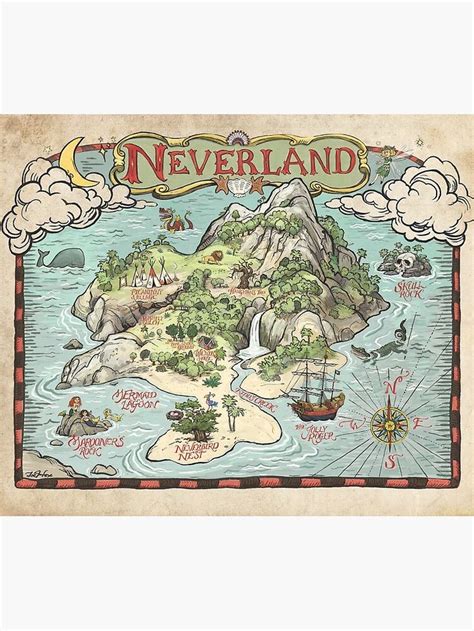 an old map with the name neverland on it