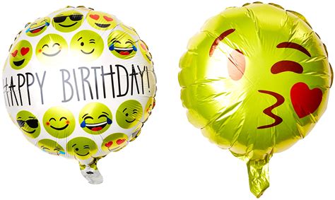 Ivenf 18" Mylar Reusable Emoji Funny Faces Happy Birthday Party Balloons Party Supplies, 10 Pack ...