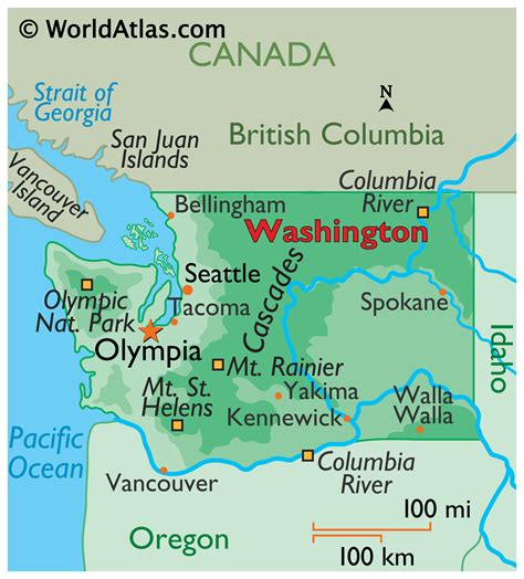 Washington Map / Geography of Washington/ Map of Washington - Worldatlas.com