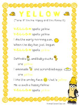 Yellow Color Song {A Mini-Unit)} by Kristine Weiner | TpT