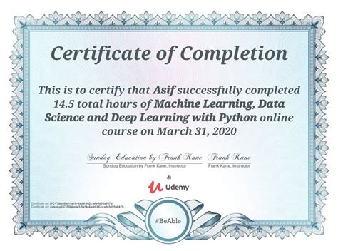 (PDF) Certificate of completion for "Machine Learning, Data Science and ...