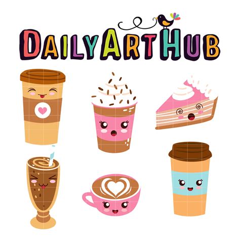 Cute Coffee and Dessert Clip Art Set – Daily Art Hub // Graphics ...