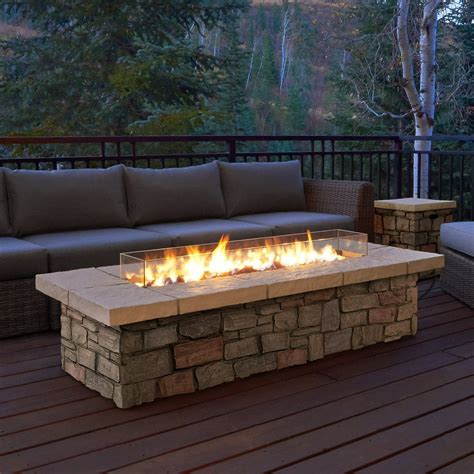 Real Flame Sedona Rectangle Propane Gas Fire Table with Optional Tank Cover - Fire Pit Only - 52 ...