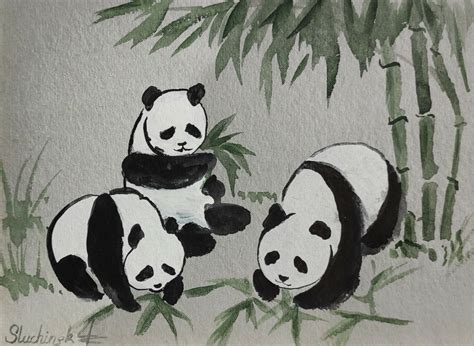 Chinese Painting Bamboo And Panda