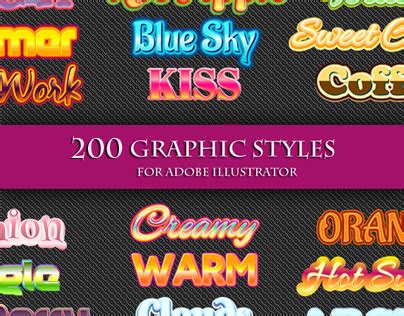 200 Graphic Styles for Adobe Illustrator. on Behance