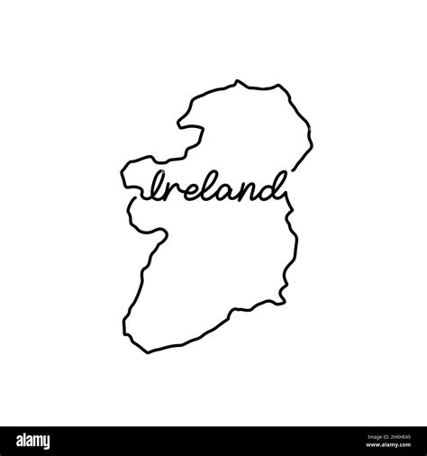 Ireland outline map with the handwritten country name. Continuous line ...