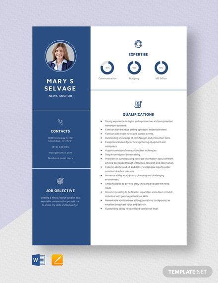 Free News Anchor Resume - Download in Word, Apple Pages | Template.net | Teacher resume template ...