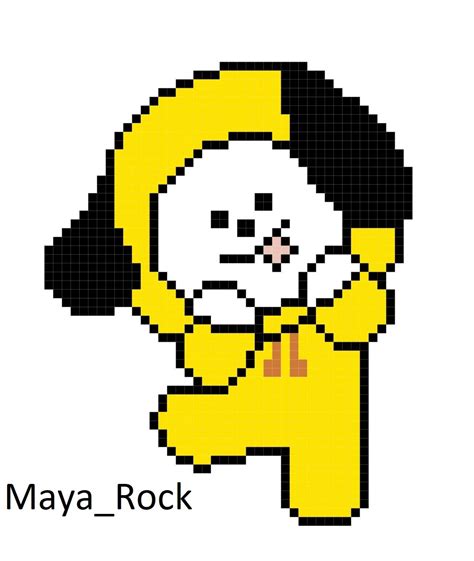 Chimmy Jimin BTS BT21 | Pixel art, Sewing embroidery designs, Bead art