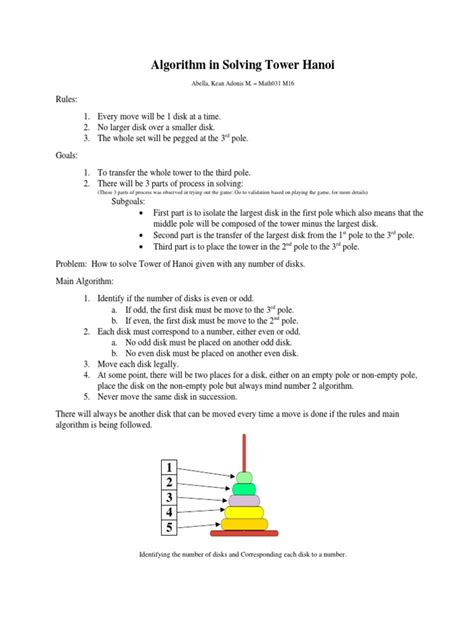 Algorithm and Validation of Tower of Hanoi | PDF | Applied Mathematics ...