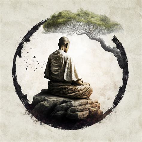 Premium Photo | Monk meditation logo or icon generative ai