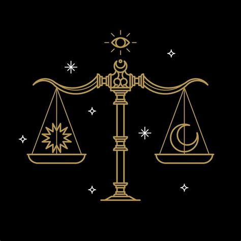 Gold scales libra astrological sign on a black background vector ...