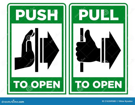 Push And Pull To Open Signs Vector Illustration | CartoonDealer.com #216269588