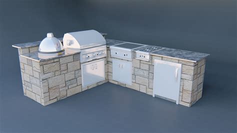 Outdoor Kitchen Island with Bar 3D Model | Sketchup Instant Download