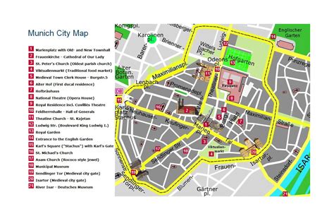 Detailed travel map of central part of Munich city | Munich | Germany | Europe | Mapsland | Maps ...