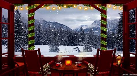 Cozy Winter Porch Ambience: Fireplace, Snow Fall, relaxing Blizzard ...