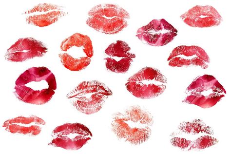 16 Red Lipstick Kisses Clipart