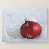 Red Christmas Balls, Silver Snowflakes File Folder | Zazzle