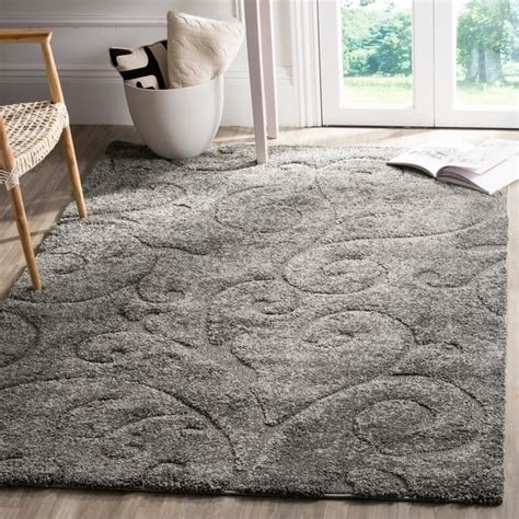 Shop Safavieh Florida Shag Scrollwork Elegance Dark Grey Area Rug - 8'6 ...