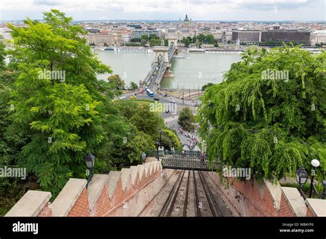 Panorama view form Buda Castle Hill at Funicular railroad track Stock Photo - Alamy