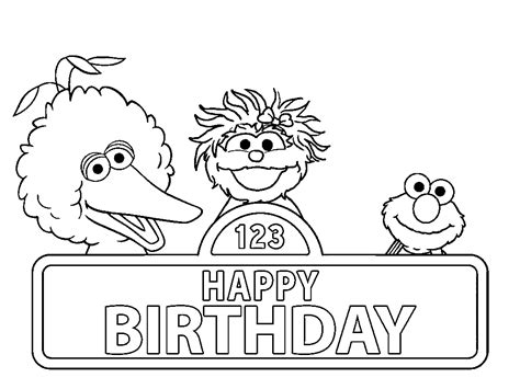 Sesame Street Birthday Coloring Page - Free Printable Coloring Pages