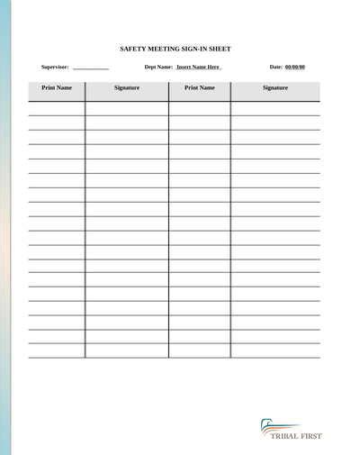 FREE 6+ Safety Meeting Sign In Sheets in PDF | MS Word