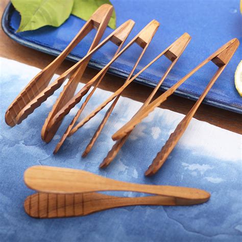 Handcrafted Teak Wood Tongs from Bali (Set of 6) - Easy Service | NOVICA