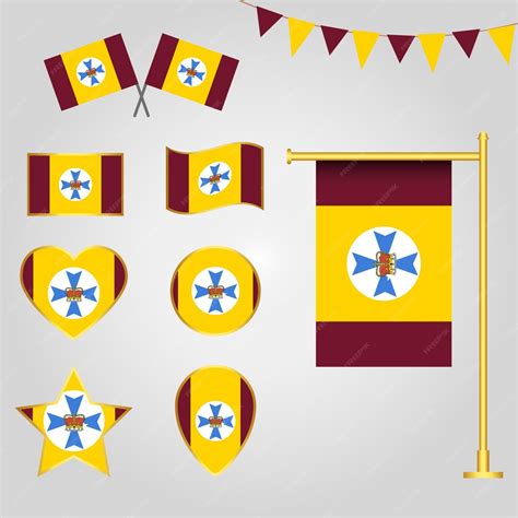 Premium Vector | Collection of australia state queensland state flag ...