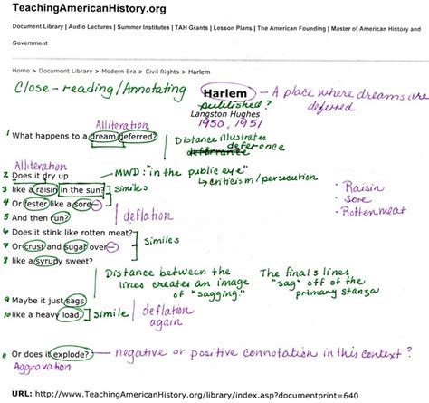 Harlem poem by Langston Hughes - Students Teaching English Paper Strategies