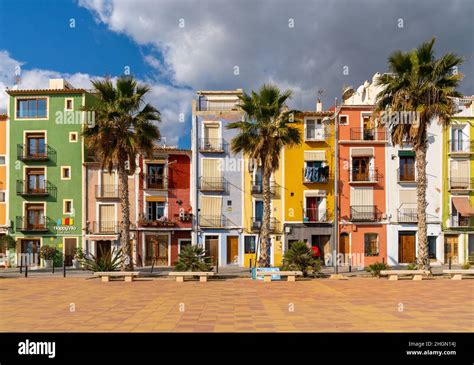 Villajoyosa, Spain - 20 January, 2022: view of the colorful houses on ...