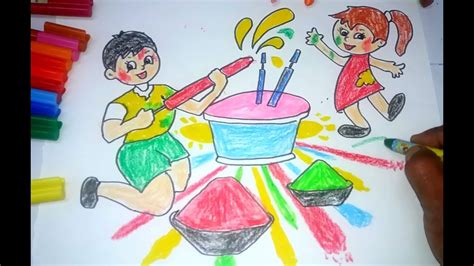 Holi Drawing for kids | Holi Drawing Images Pictures