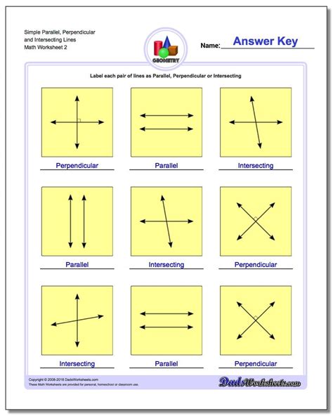 Parallel And Perpendicular Lines Geometry Worksheets