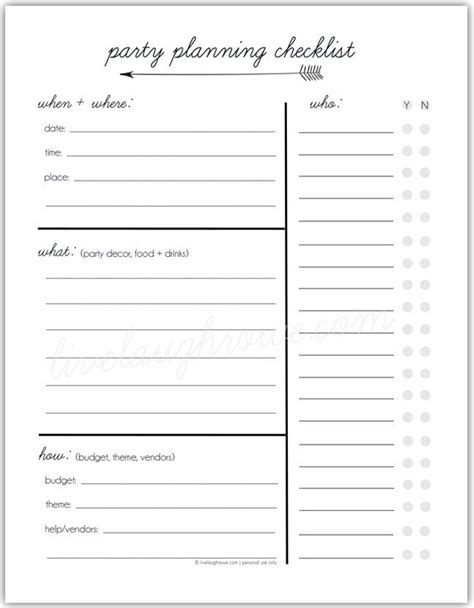 Printable Party Planning Checklist