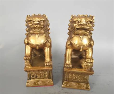 China Brass feng shui lion Statue A pair hight:15cm-in Statues ...