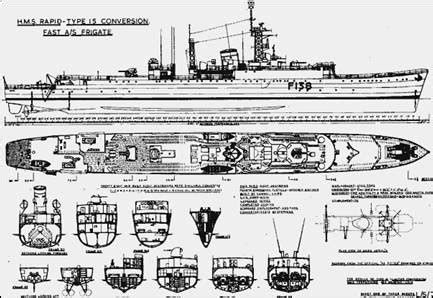 TYPE 15 FAST A/S FRIGATE HMS RAPID of 1953