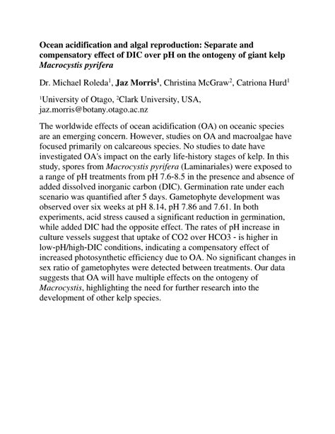 (PDF) Ocean acidification and algal reproduction: Separate and ...