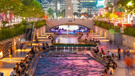 Seoul Cheonggyecheon night in South Korea image - Free stock photo ...