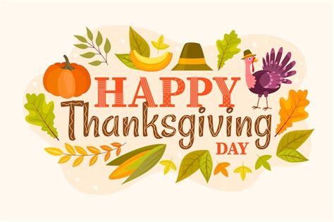 Free Vector | Flat thanksgiving text illustration