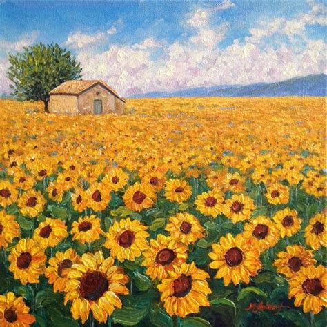 sunflower field drawing easy - Karey Stroud