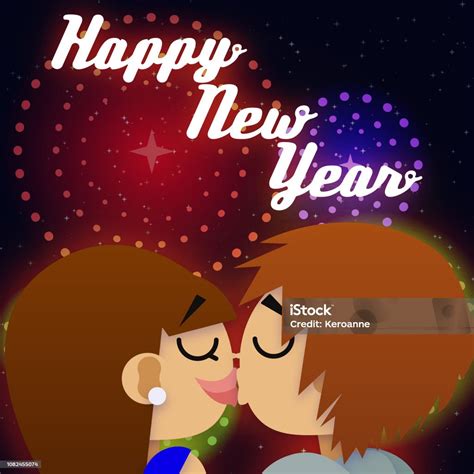 Happy New Year Couple A Stock Illustration - Download Image Now ...