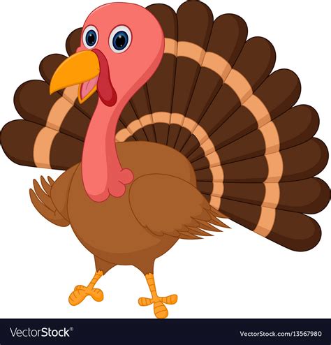 Happy turkey cartoon Royalty Free Vector Image