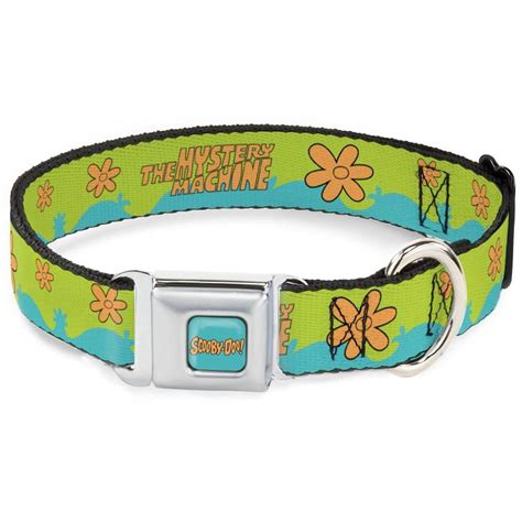 SCOOBY DOO! Text Logo Full Color Aqua/Orange Seatbelt Buckle Collar ...