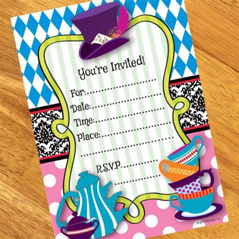 Mad Hatter Tea Invitations, 4 x 6 inch, 8 count | Mad hatter tea party ...