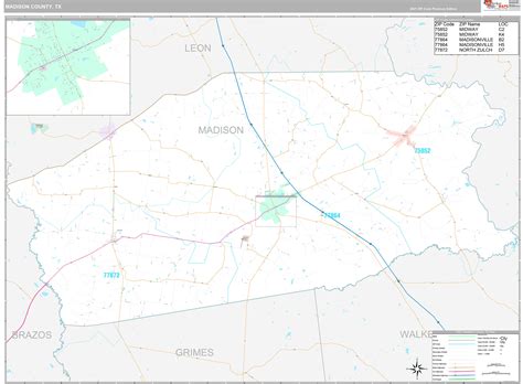 Madison County, TX Wall Map Premium Style by MarketMAPS - MapSales.com