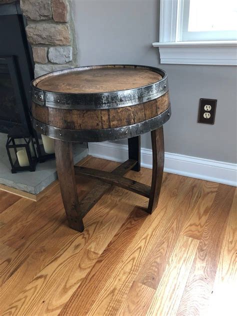 Handcrafted Oak Whiskey Barrel End Table - Etsy | Barrel furniture, Whiskey barrel furniture ...