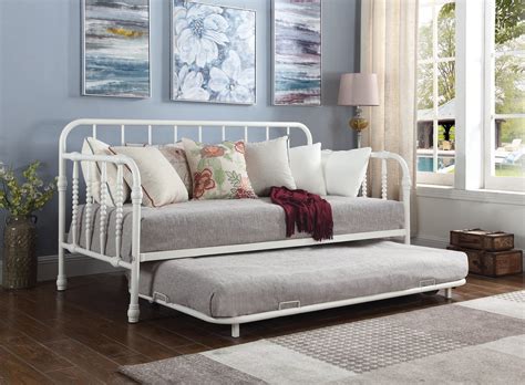 Marina Metal Twin Daybed with Trundle White - Coaster Fine F